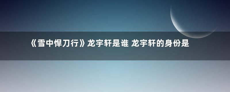 《雪中悍刀行》龙宇轩是谁 龙宇轩的身份是什么